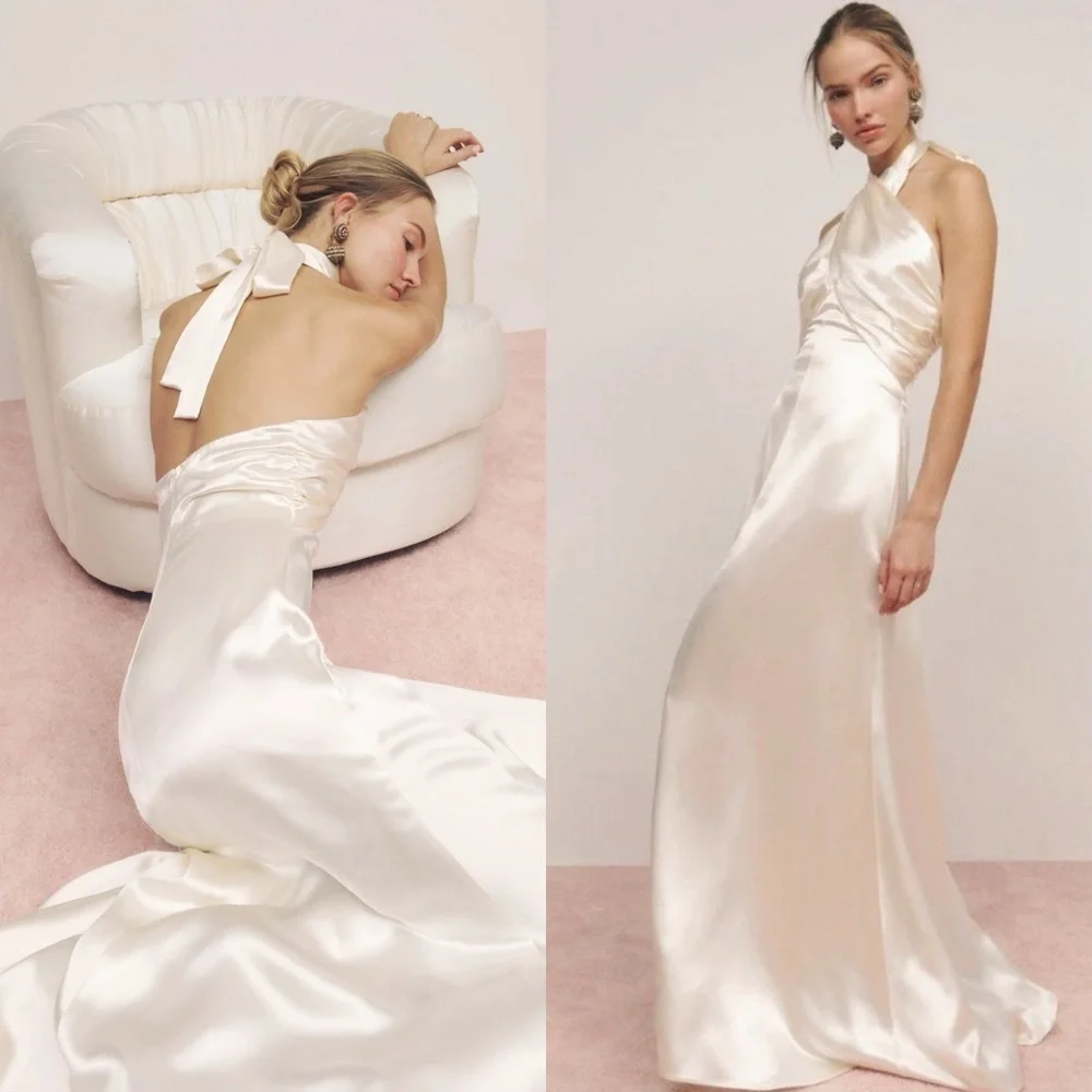 🆕 REFORMATION Veria Halter Silk Maxi Dress in Ivory Sz 0